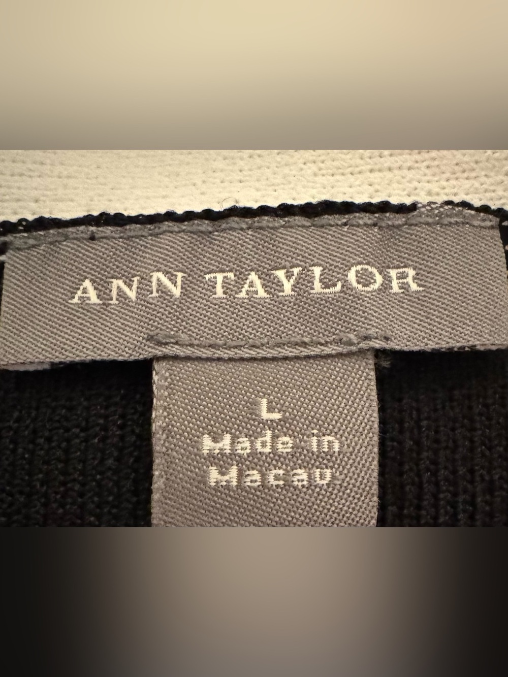Ann Taylor Top/Tank /Shell Black with White Tie Size - Large ** NWT** - Picture 6 of 16